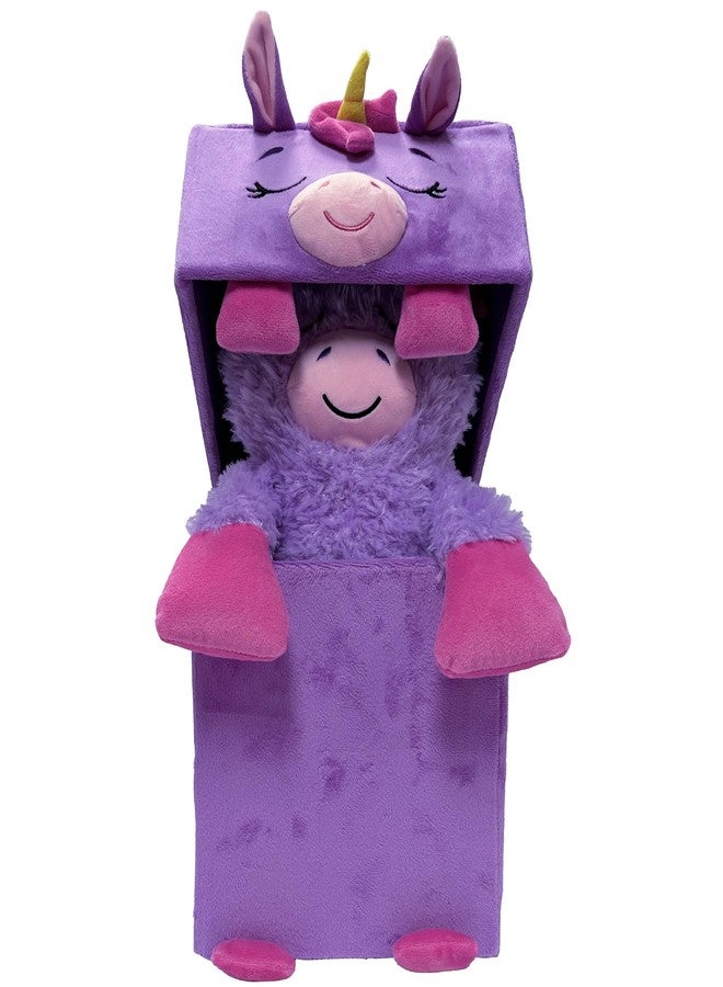 Happy Nappers: Adorable Storables - Unicorn - Purple & Pink - 8” Character Box & Surprise 8” Plush Toy w/Weighted Paws, Square Storage Bin, Kids 1+ - Image 4