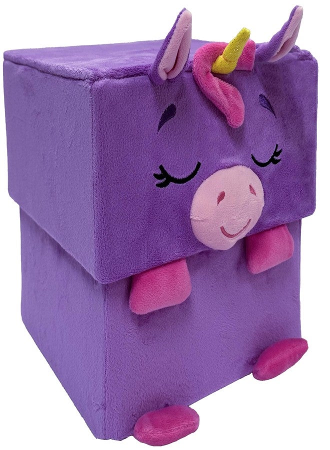 Happy Nappers: Adorable Storables - Unicorn - Purple & Pink - 8” Character Box & Surprise 8” Plush Toy w/Weighted Paws, Square Storage Bin, Kids 1+ - Image 1