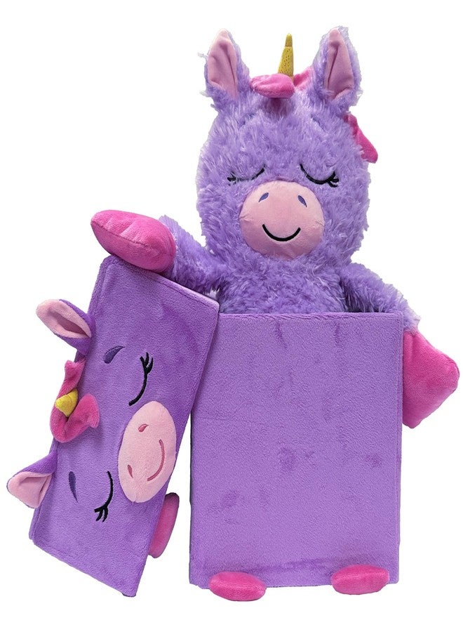 Happy Nappers: Adorable Storables - Unicorn - Purple & Pink - 8” Character Box & Surprise 8” Plush Toy w/Weighted Paws, Square Storage Bin, Kids 1+ - Image 5