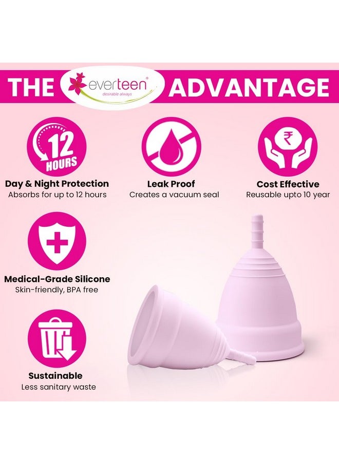 everteen - ® Medium Menstrual Cup (23Ml) 2Pcs - 12 Hours Leak-Proof Protection For Women During Periods - Image 1