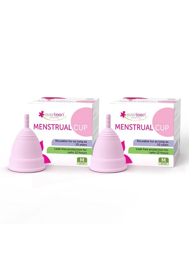 everteen - ® Medium Menstrual Cup (23Ml) 2Pcs - 12 Hours Leak-Proof Protection For Women During Periods - Image 1