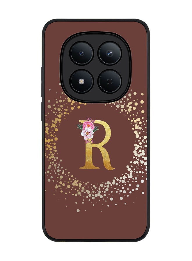 For Xiaomi Redmi Note 15 Pro 5G Case,Slim fit Camera Protection, Shockproof Thin Phone cover  - Custom Monogram Floral - R  (Brown )