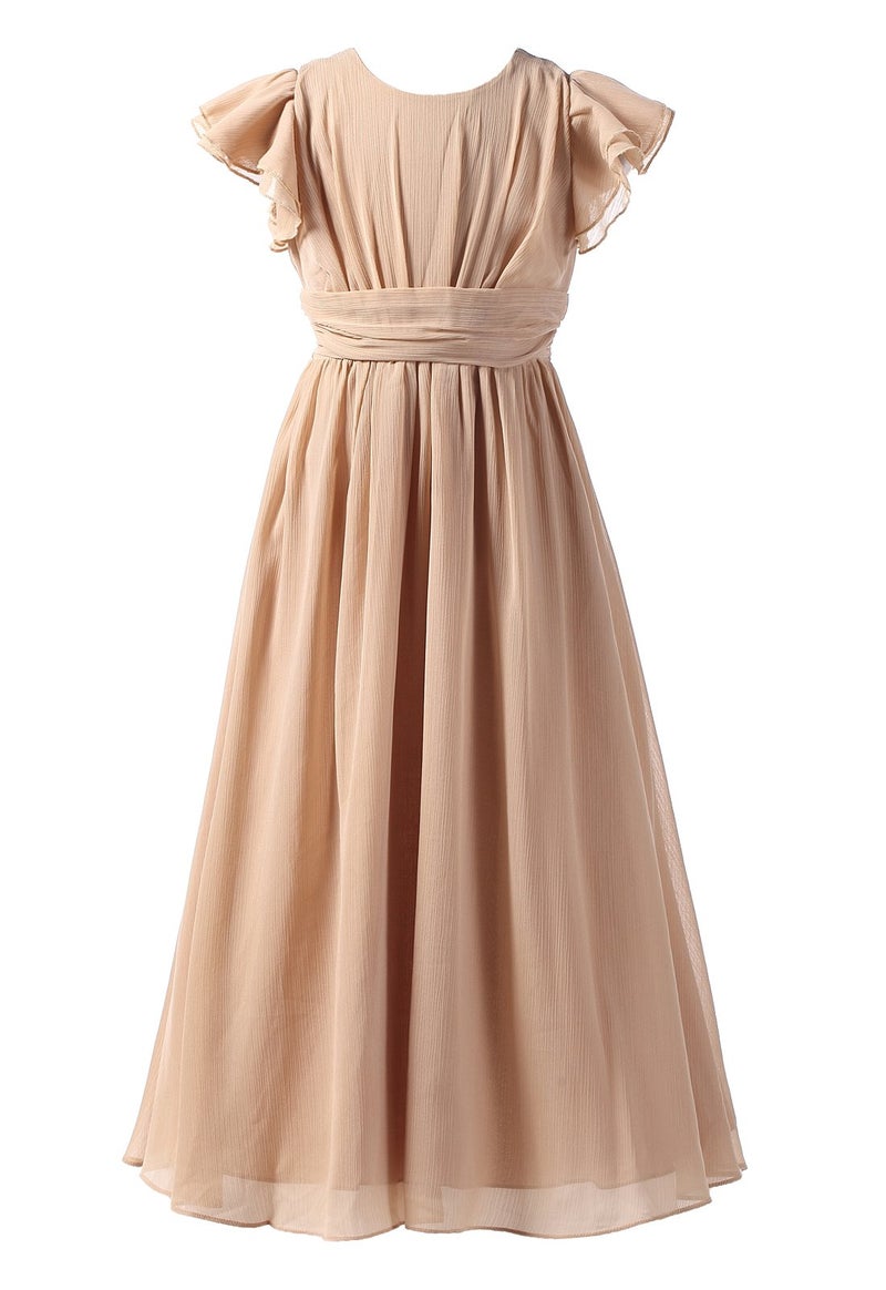 Happy Rose Flower Girl's Dress Prom Party Bridesmaid Dress Long Champagne 16 - Image 4