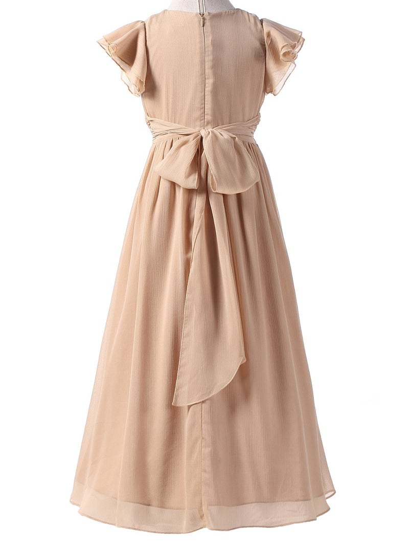 Happy Rose Flower Girl's Dress Prom Party Bridesmaid Dress Long Champagne 16 - Image 3