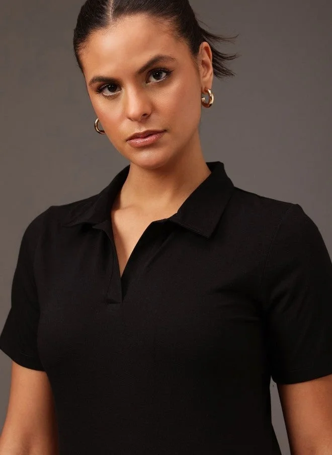 MINT STREET Black Cotton T-Shirt for Women