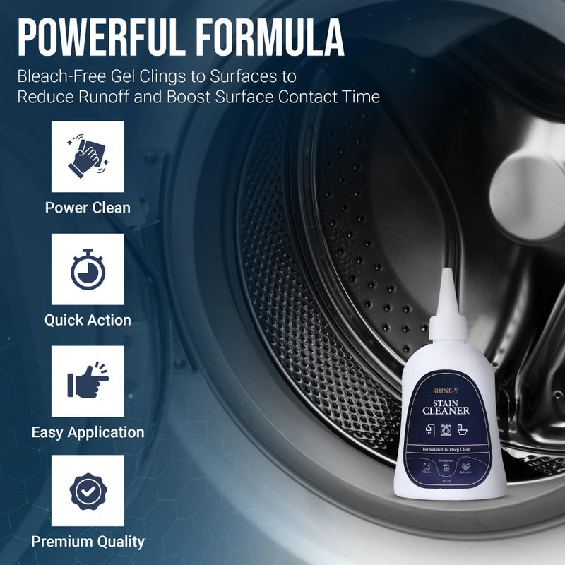 ShineY Black Stain Gel Cleaner Heavy Duty Stain Cleaner for Front Loader Washing Machine Seal, Bathroom Grout, Shower, Caulk - Front Load Washer Cleaning Solution - 7 Fl Oz - Image 4