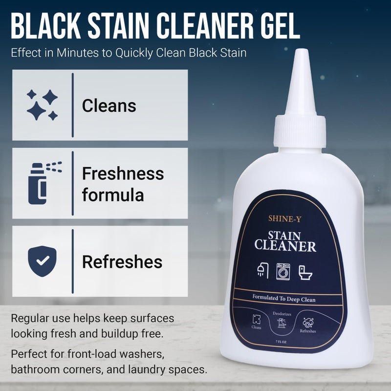 ShineY Black Stain Gel Cleaner Heavy Duty Stain Cleaner for Front Loader Washing Machine Seal, Bathroom Grout, Shower, Caulk - Front Load Washer Cleaning Solution - 7 Fl Oz - Image 5