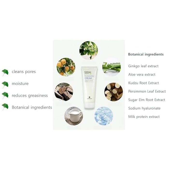 CHARMZONE Ginkgo Natural Cleansing Cream Makeup Remover, Deep Facial Cleanser for All Skin Types, Gentle Hydrating Korean Cleanser with Ginkgo Leaf Extract, Non-Greasy Rinse-Off, 7.06 oz K-Beauty - Image 5