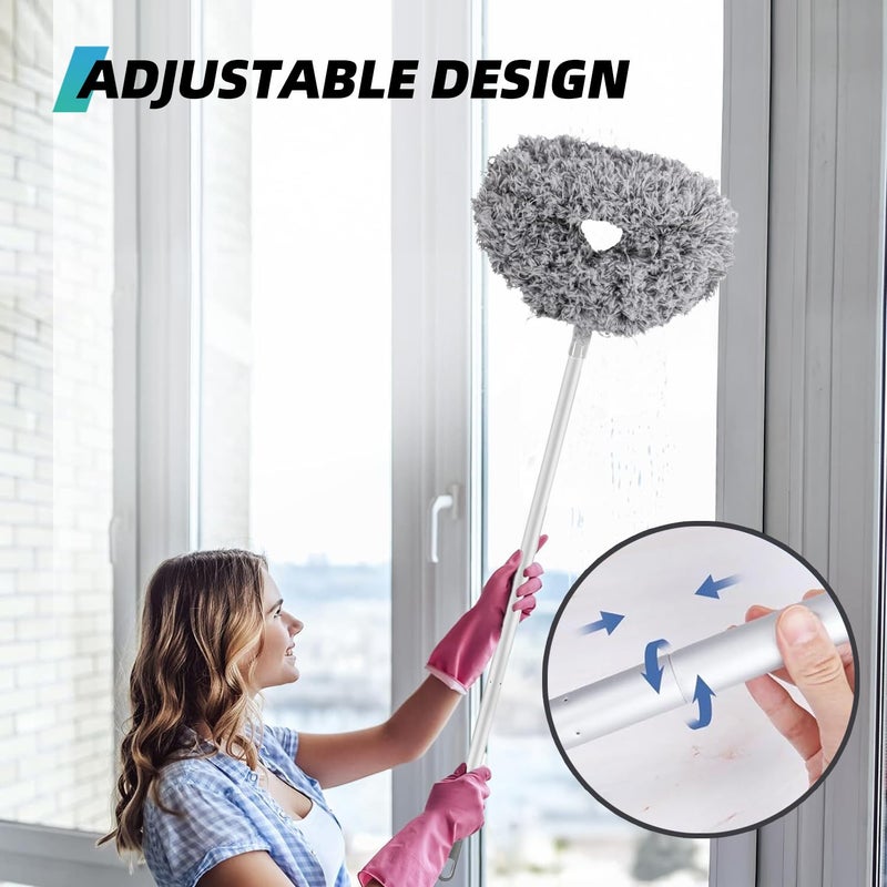 DRQ Ceiling Fan Cleaner Duster, Reusable Microfiber Duster with Extension Pole, 13 to 48 Inch Fan Blade Cleaner, Removable Dusters for Cleaning Walls Bookshelves Door Window Top (Grey) - Image 3