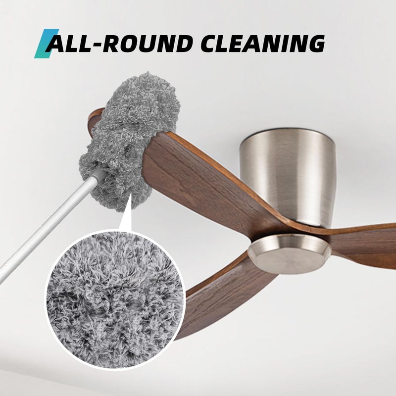 DRQ Ceiling Fan Cleaner Duster, Reusable Microfiber Duster with Extension Pole, 13 to 48 Inch Fan Blade Cleaner, Removable Dusters for Cleaning Walls Bookshelves Door Window Top (Grey) - Image 2