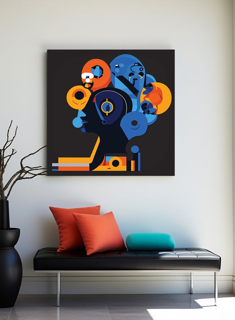 LOWHA Square Canvas Wall Art Stretched Over Wooden Frame with Visionaries Conceptual Art Painting - Image 1