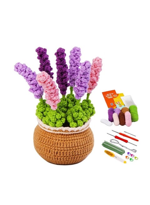 Crochet Kit for Beginners, Lavender Crochet Kit Beginner Crochet Starter Kit for Complete Beginners Adults Crocheting Knitting Kit with Step-by-Step Video
