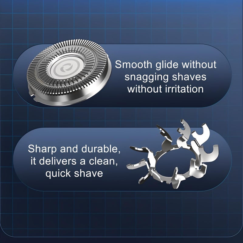 CLLFUU 2Pack Fit for SHPAVVER Replacement Heads,7 Blade Floating Head Fit for Cyruzi Replacement Head,Compatible with SHPAVVER/Cyruzi Head Shavers for Bald Men,Magnetic IPX7 Waterproof Shaver Heads. - Image 5