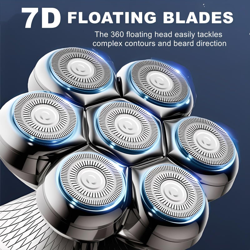 CLLFUU 2Pack Fit for SHPAVVER Replacement Heads,7 Blade Floating Head Fit for Cyruzi Replacement Head,Compatible with SHPAVVER/Cyruzi Head Shavers for Bald Men,Magnetic IPX7 Waterproof Shaver Heads. - Image 2