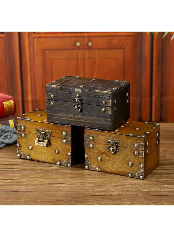 Bluejw European-style Retro Jewelry Storage Box Desktop Debris Filing Box Children's Hand Account Treasure Box Wooden Cosmetic Box With Lock  - Image 4