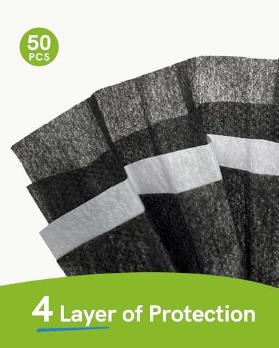 FriCARE Made in USA Disposable Face Masks, 4-Ply ASTM Level 3 Medical Grade, Breathable & Comfortable for Adult Daily Work/Sun Protection, 50 Pack Black - Image 4