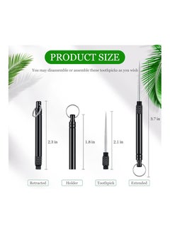 Generic Metal Portable Reusable Toothpicks Black Teeth Picks Versatile Fruit Picker Cocktail Travel Picnic  - Image 3