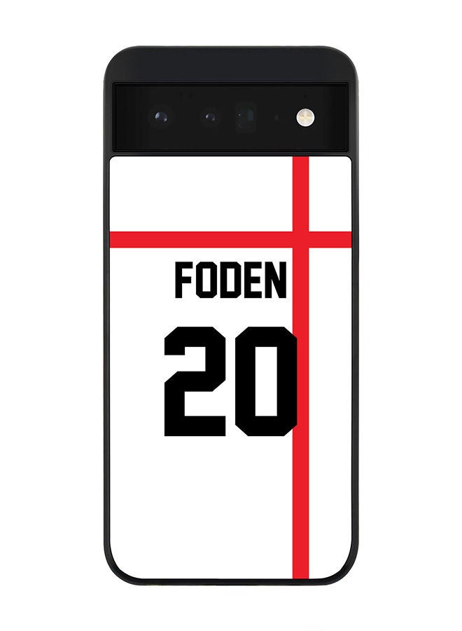 Stylizedd Rugged Black edge case for Google Pixel 6 5G Slim fit Soft Case Flexible Rubber Edges Anti Drop TPU Gel Thin Cover - Football Team - England Player Name - Foden - Image 1