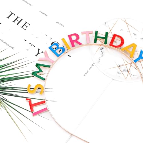 CIEHER Birthday Crown Birthday Headband, Rainbow It's My Birthday Headband, Happy Birthday Headband for Women, Birthday Girl Headband, Birthday Tiara Happy Birthday Decorations, Great Gifts - Image 4