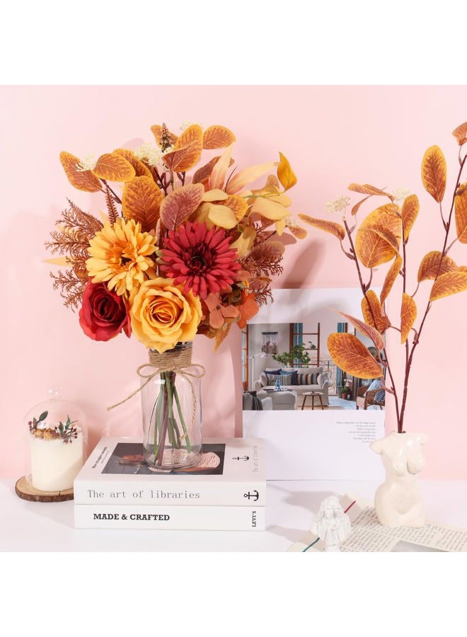 Pusuny Artificial Fall Flowers for Decoration, Fall Fake Flowers in Vase Faux Silk Flower Arrangements Room Office Wedding Home Decor Indoor Tables Centerpieces Autumn Flowers Decor (Fall Flowers) - Image 4