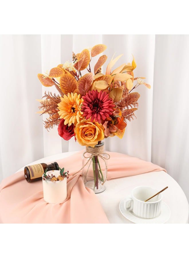 Pusuny Artificial Fall Flowers for Decoration, Fall Fake Flowers in Vase Faux Silk Flower Arrangements Room Office Wedding Home Decor Indoor Tables Centerpieces Autumn Flowers Decor (Fall Flowers) - Image 5