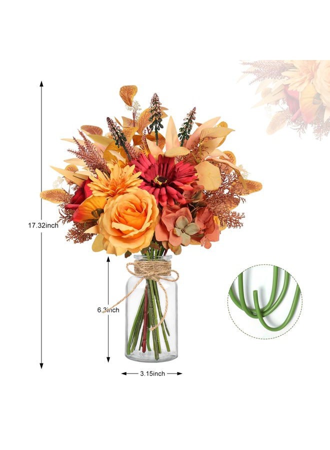 Pusuny Artificial Fall Flowers for Decoration, Fall Fake Flowers in Vase Faux Silk Flower Arrangements Room Office Wedding Home Decor Indoor Tables Centerpieces Autumn Flowers Decor (Fall Flowers) - Image 2