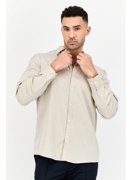 SELECTED Men Regular Fit Long Sleeve Solid Casual Shirt, Beige  - Image 1
