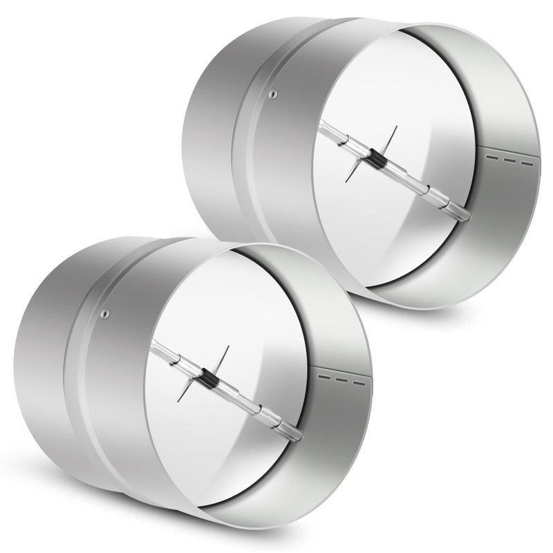 Kikerike 2 Pcs 4 Inch Draft Blocker Backdraft Damper Duct Draft Stopper One-Way Airflow Ducting Insert Backflow Preventer Inline Fan Vent Deflector - Image 1