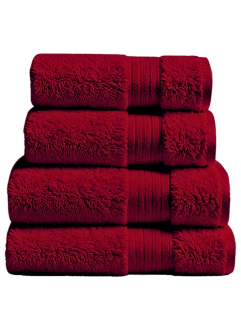 ATEN Homeware Supreme Egyptian Cotton Bath Towel Set – 4 Piece Set with 2 Large Bath Towels & 2 Hand Towels, Ultra Soft, Highly Absorbent, OEKO-TEX Certified, Made in Egypt - (Colour: Cranberry) - 4 PIECES