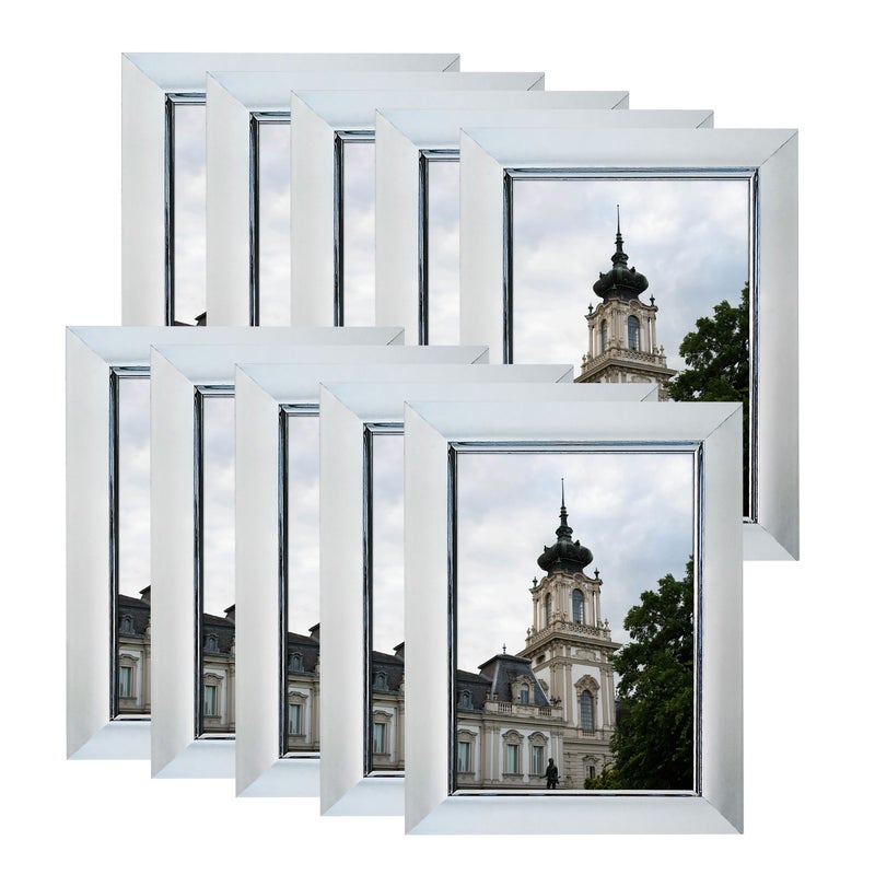 10 Pcs Silvery 6x8 Inch Gallery Decorative Photo Frame Set Elegant Desktop Display or Wall Mount Perfect Gift For Family Friends - Image 1