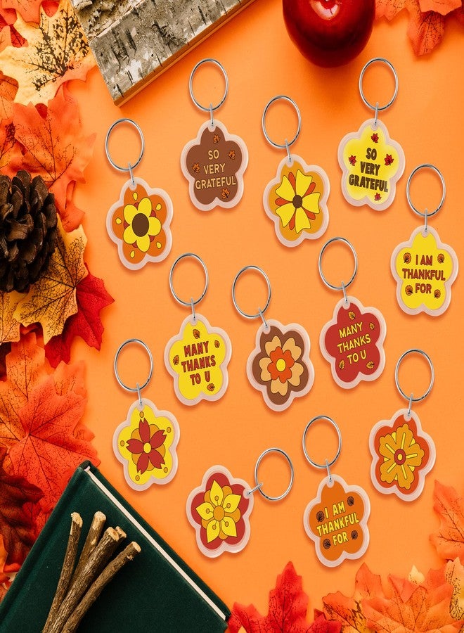 BeYumi Thankful Flower Keychains Crafts - 24Pcs Color Your Own Acrylic Thanksgiving Keychains Bulk DIY Flower Key Ring Set for Kids Thankful Coloring Card School Classroom Party Favor Gifts Activities - Image 4