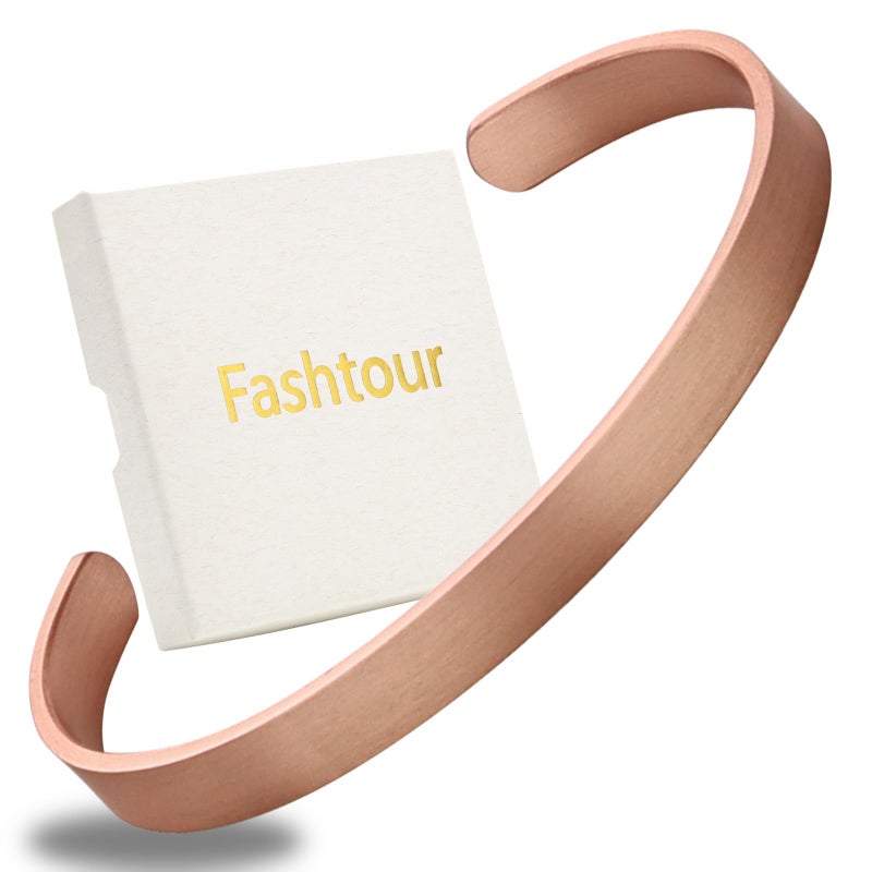Fashtour Pure Copper Bracelet â€“ Copper Bracelet for Men & Women â€“ 100% Solid, Raw & Uncoated Handmade Hammered Tibetan Cuff Bangle (Copper024) - Image 1
