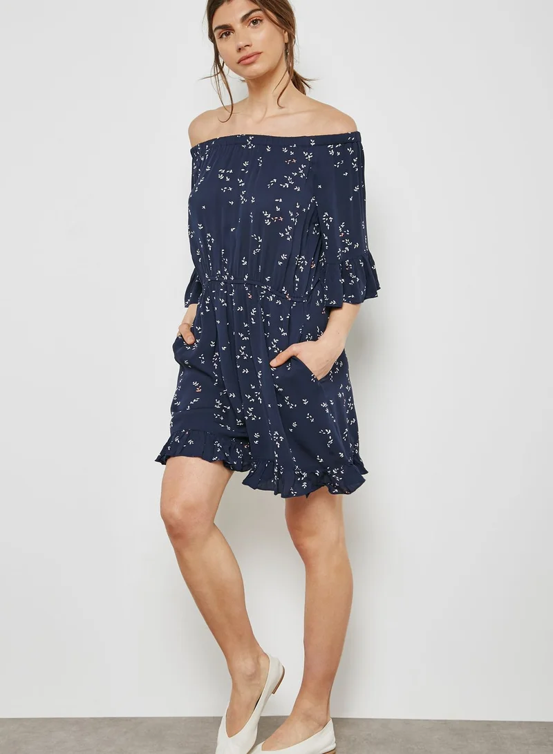 minimum brand Floral Off-Shoulder Dress