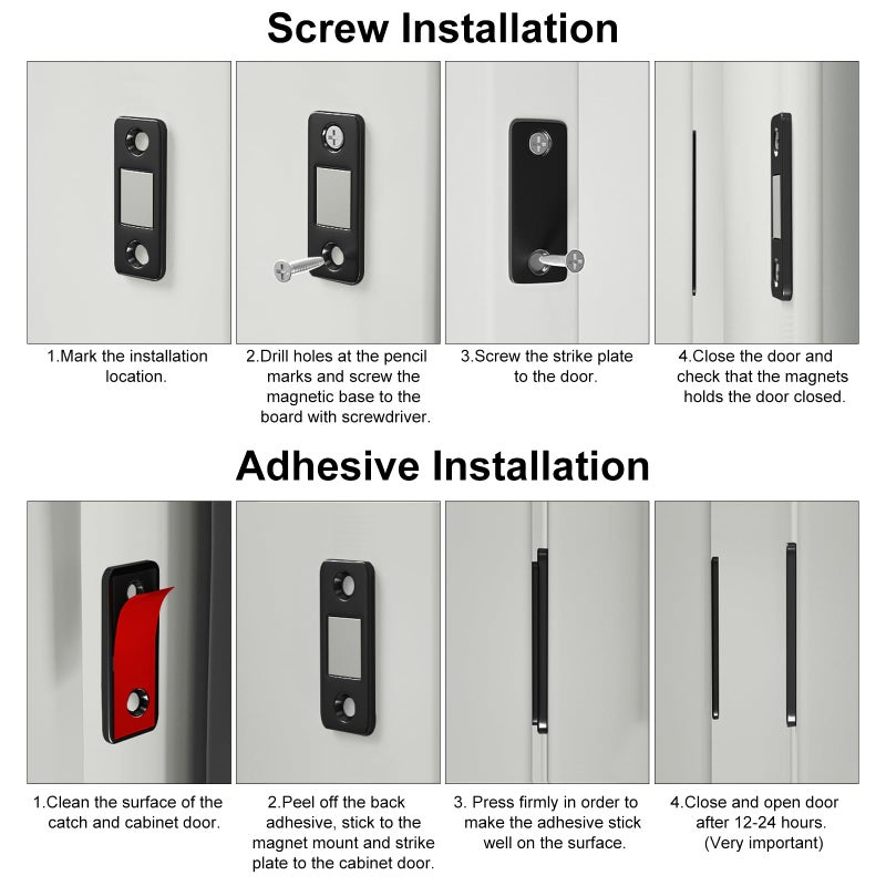 Jiayi Cabinet Magnetic Catch Jiayi 4 Pack Ultra Thin Cabinet Door Magnets Stick on Drawer Magnets Cabinet Latch Magnetic Closures for Cabinets Kitchen Closet Door Closing Magnetic Door Catch Closer - Image 5