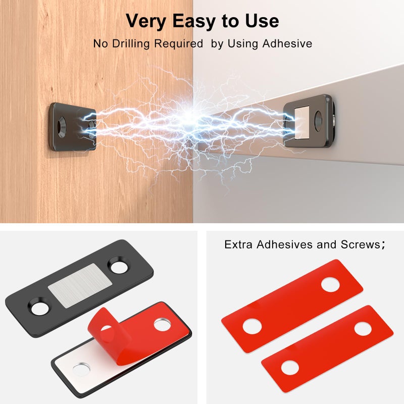Jiayi Cabinet Magnetic Catch Jiayi 4 Pack Ultra Thin Cabinet Door Magnets Stick on Drawer Magnets Cabinet Latch Magnetic Closures for Cabinets Kitchen Closet Door Closing Magnetic Door Catch Closer - Image 2