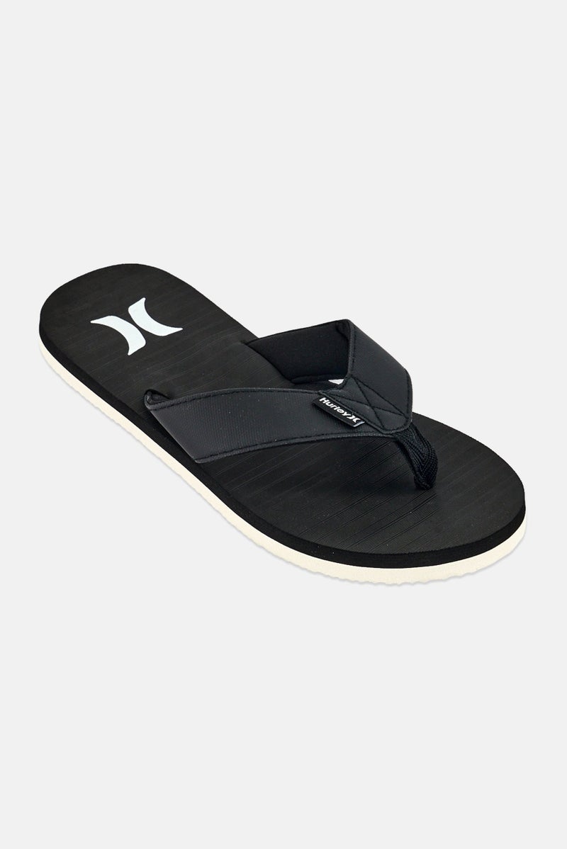 Hurley Men Brand Logo Slip On Slippers, Black - Image 1