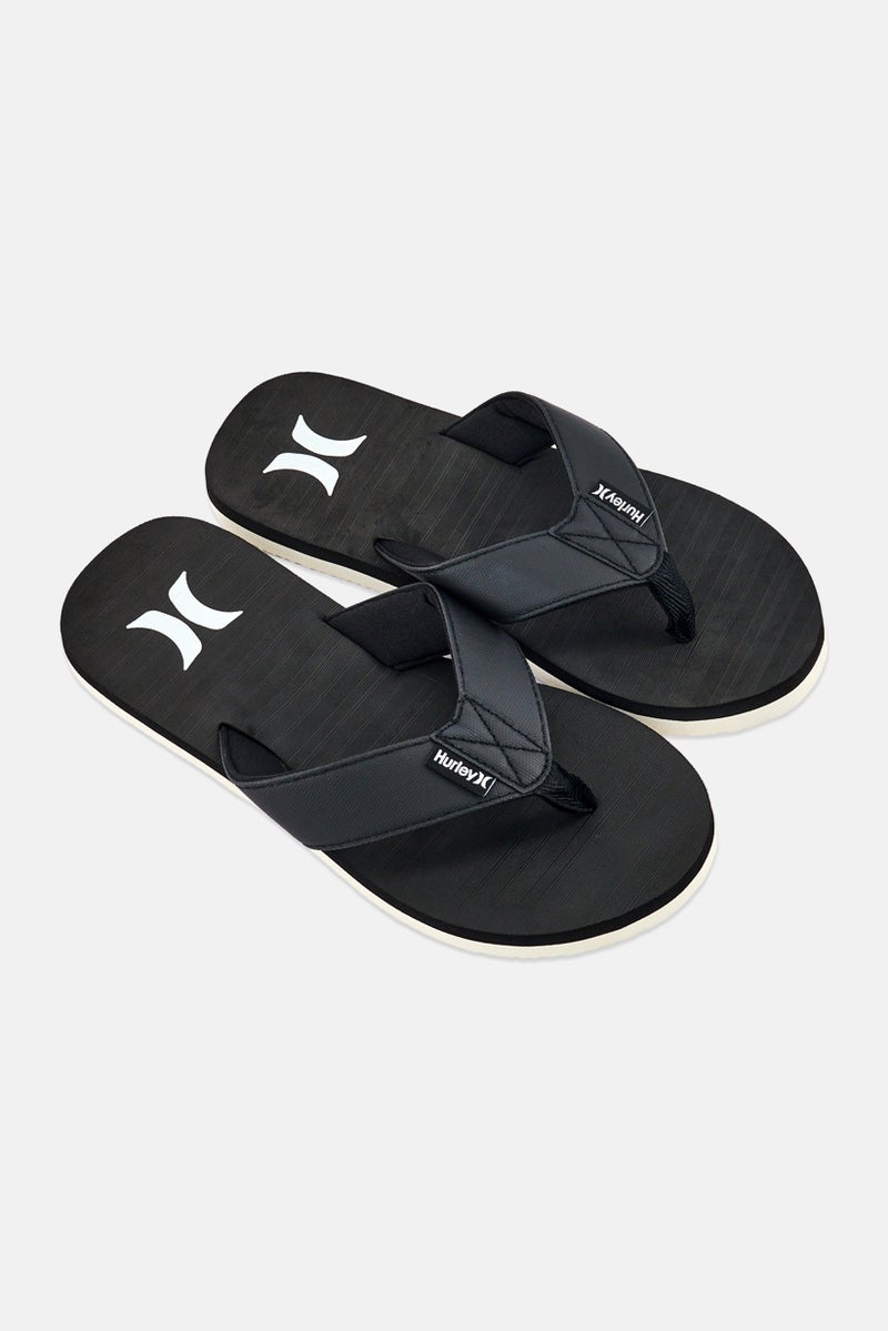 Hurley Men Brand Logo Slip On Slippers, Black - Image 4