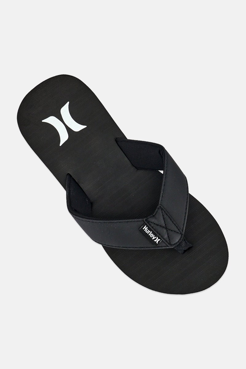 Hurley Men Brand Logo Slip On Slippers, Black - Image 3