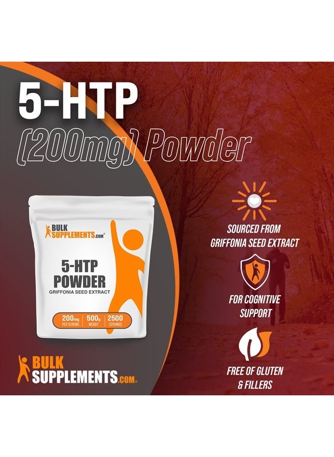 BULKSUPPLEMENTS.COM - 5-HTP Powder - 5-Hydroxytryptophan - 5 HTP Supplement - 5-HTP 200mg - HTP5 Supplement - from Griffonia Seed Extract - 200mg per Serving, 2500 Servings (500 Grams - 1.1 lbs) - Image 1