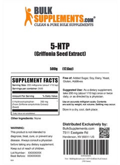 BULKSUPPLEMENTS.COM 5-HTP Powder - 5-Hydroxytryptophan - 5 HTP Supplement - 5-HTP 200mg - HTP5 Supplement - from Griffonia Seed Extract - 200mg per Serving, 2500 Servings (500 Grams - 1.1 lbs)  - Image 2