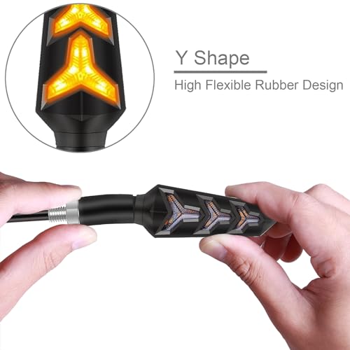 Kinstecks 4PCS Motorcycle Turning Indicators Flowing Turn Signal Lights 12V 12 LEDs Bulbs for Motorbike Scooter Quad Cruiser Off Road-Y Shape - Image 3