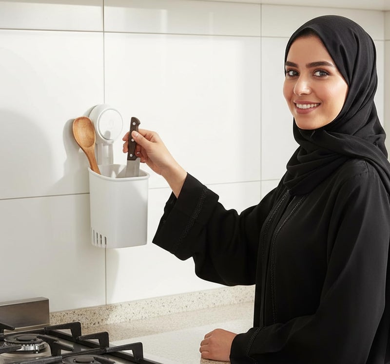 E COMMERCE  BAG حامل فرشاة أسنان بكوب شفط قوي بدون ثقب - منظم حمام جداري لفرش الأسنان الكهربائية والمعجون وأدوات الحلاقة | Suction Cup Toothbrush Holder No-Drill Wall-Mounted Bathroom Organizer - Image 4