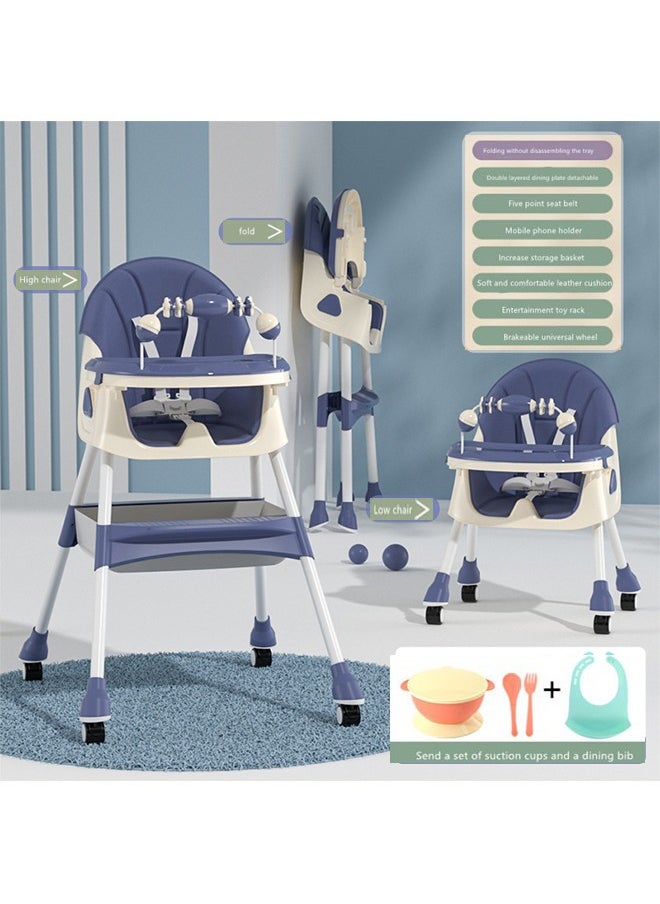 Beauenty Baby High Chair for Toddlers, Foldable High Chairs with Adjustable Seat Heigh Recline with 4 Wheels and Removable Tray  - Image 1