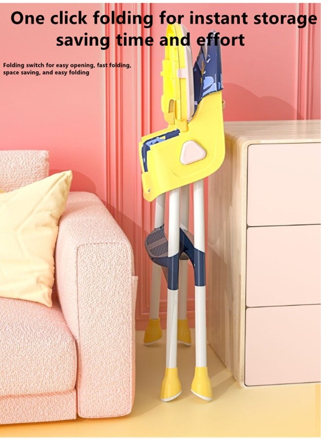 Baby High Chair for Toddlers, Foldable High Chairs with Adjustable Seat Heigh Recline with 4 Wheels and Removable Tray