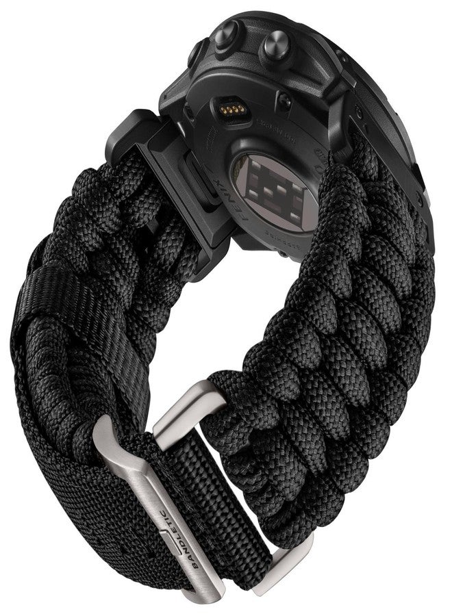 Bandletic سوار ساعة Bandletic مقاس 22 مم متوافق مع ساعات Garmin Fenix 6 Pro/Fenix 7/Fenix 6/Fenix 5، وسوار رياضي مضفر من النايلون QuickFit لساعات Epix 2/Epix 2 Pro مقاس 47 مم/Forerunner 945/965/955/Instinct 2، أسود - Image 1