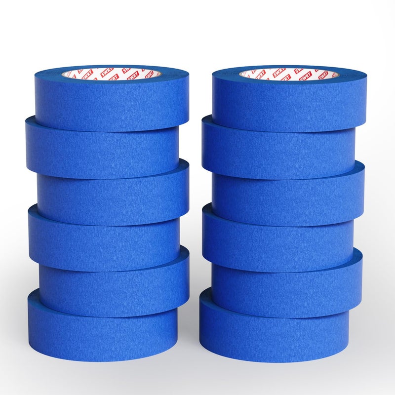 SWRT Blue Painters Tape 1 Inch x 55 Yards, 12 Rolls (660 Yards) â€“ Sharp Clean Paint Lines, No-Residue Painters Tape for Walls, Trim & Baseboards, Easy Removal Masking Tape for Home Projects - Image 1