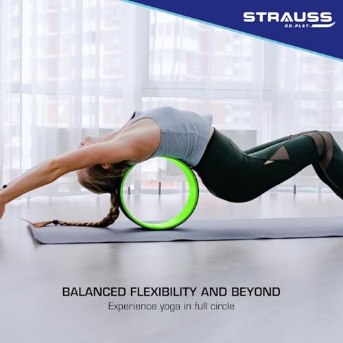 Strauss Yoga Wheel | Ideal for Stretching, Backbends, Exercise, Deep Tissue Massage & Back Pain Relief | Dharma Yoga Prop Wheel with Ultimate Comfort | 12-inch, (Green) - Image 3