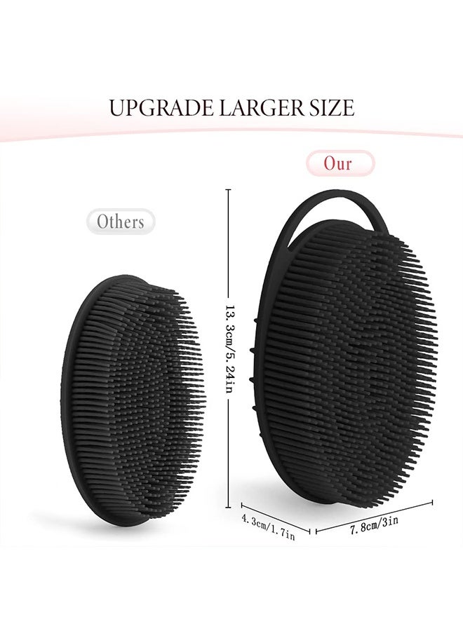 TTESL Soft Silicone Body Scrubber 2 PCS Set ,Silicone Body Brush- 2-in-1 Bath & Shampoo Brush for Sensitive Skin, Rich Lathering Exfoliating Shower Tool with 2 Extra Bathroom Hooks - Black & Pink - Image 5