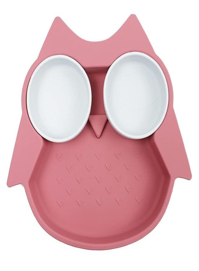 GUCHIGU 100% Silicone Suction Plate with Built-in Placemat for Babies & Toddlers – Fox-Shaped BPA-Free Non-Slip Unbreakable Feeding Plate + 2 Small Bowls (Pink SP2132A) - Image 1