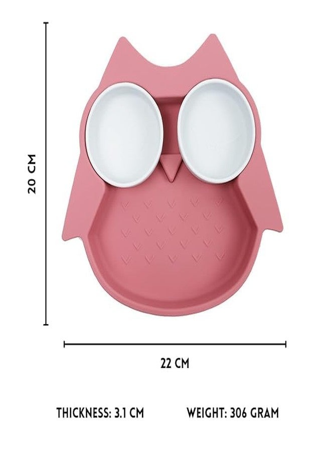 GUCHIGU 100% Silicone Suction Plate with Built-in Placemat for Babies & Toddlers – Fox-Shaped BPA-Free Non-Slip Unbreakable Feeding Plate + 2 Small Bowls (Pink SP2132A) - Image 3